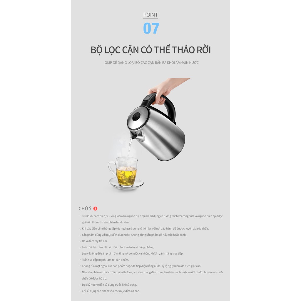 Bình đun siêu tốc giữ nhiệt Lock&Lock 1.7L EJK136SLV - TRUCANHSG