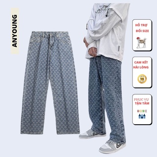 Quần Jeans nam ống rộng  In Họa Tiết Phong Cách Hàn Quốc Size S-3Xl Cho Nam