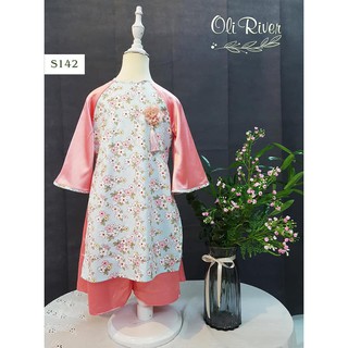 Set áo dài Đào Xuân nhẹ nhàng nữ tính