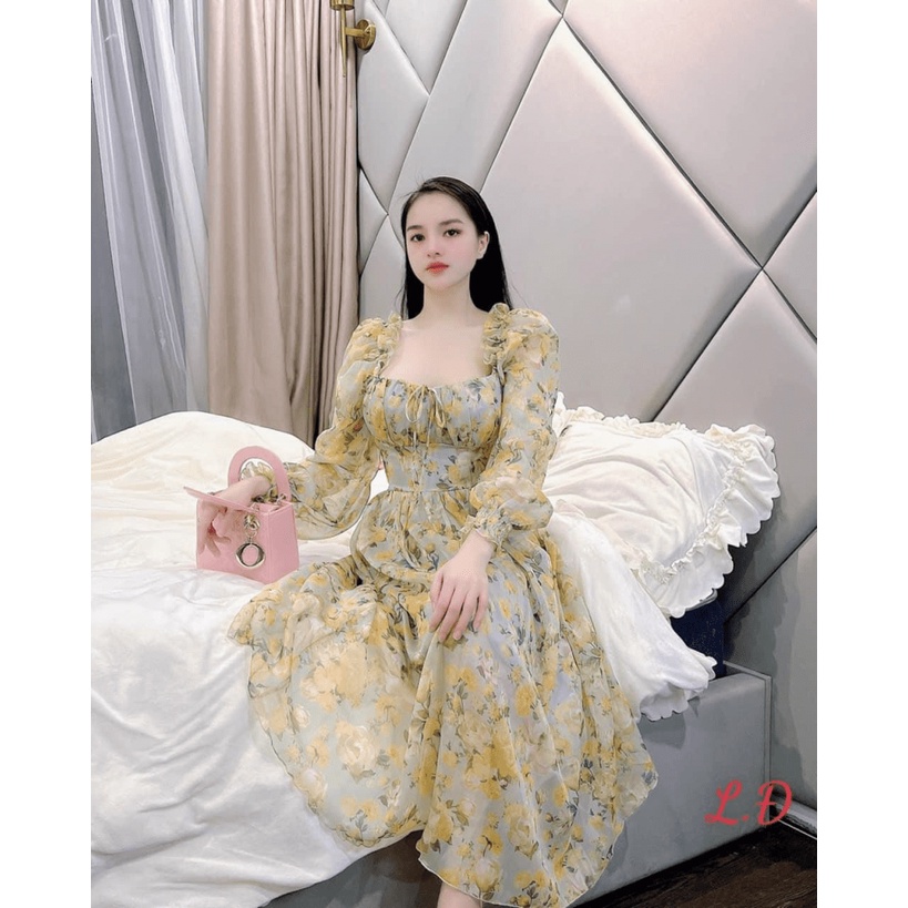 (Mẫu Mới) Mẫu HOT Mới Ra kho -- Đầm Voan Dáng Xòe Tay Bông Cực Xinh UP h.h.p