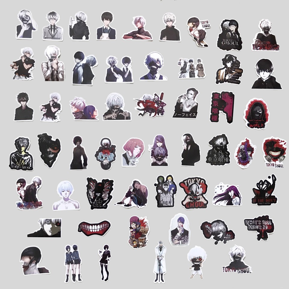 Miếng dán Sticker anime Tokyo Ghoul (Ngạ Quỷ) trọn bộ 50 hình - In rõ ràng sắc nét khó tróc