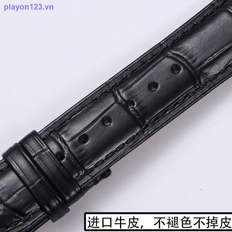 Dây Đồng Hồ Bằng Da Bò Thật Khóa Cài Hình Bướm 19 20 22 23mm