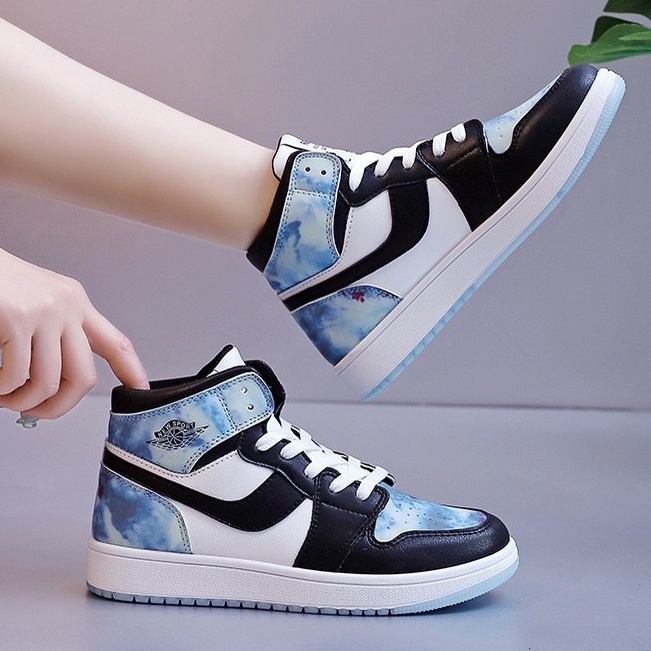 Giày thể thao nữ Jordan Air Custom dạ quang hàng Trung cao cấp, Giày sneaker nữ Jordan 1 cổ cao phát sáng full box