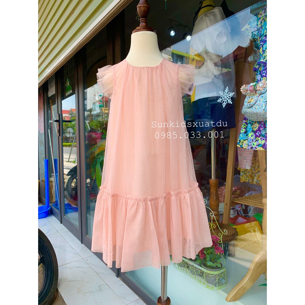 Váy bé gái hồng kim tuyến( có lớp lót)