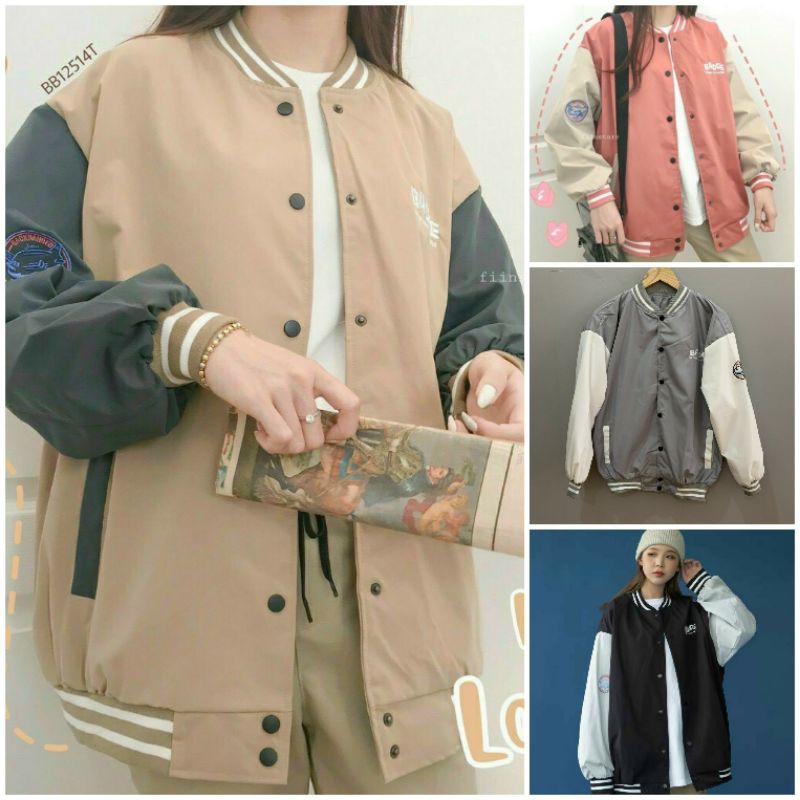 [Ảnh thật] Áo khoác dù BOMBER Ulzzang Nam Nữ Thêu bage Unisex Form Rộng