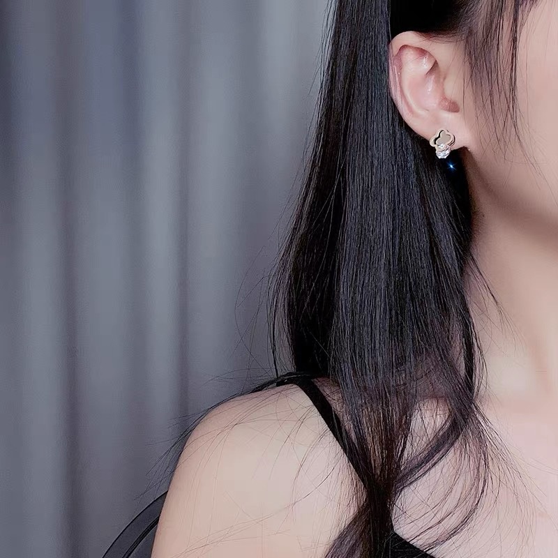 Bông tai đính đá zircon phong cách Hàn Quốc thời trang xinh xắn