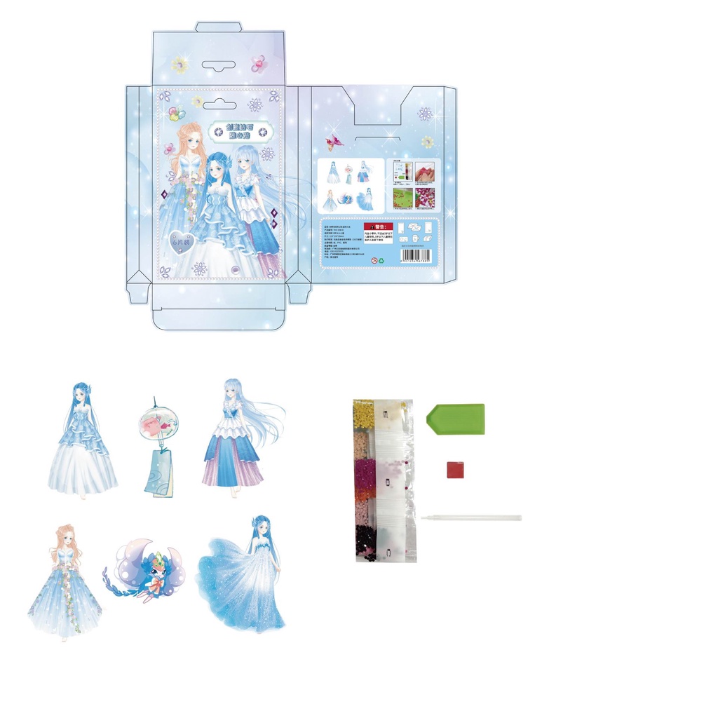 DIY set 6 tranh đính sticker công chúa cho bé, tranh đính đá siêu đáng yêu dành cho công chúa.