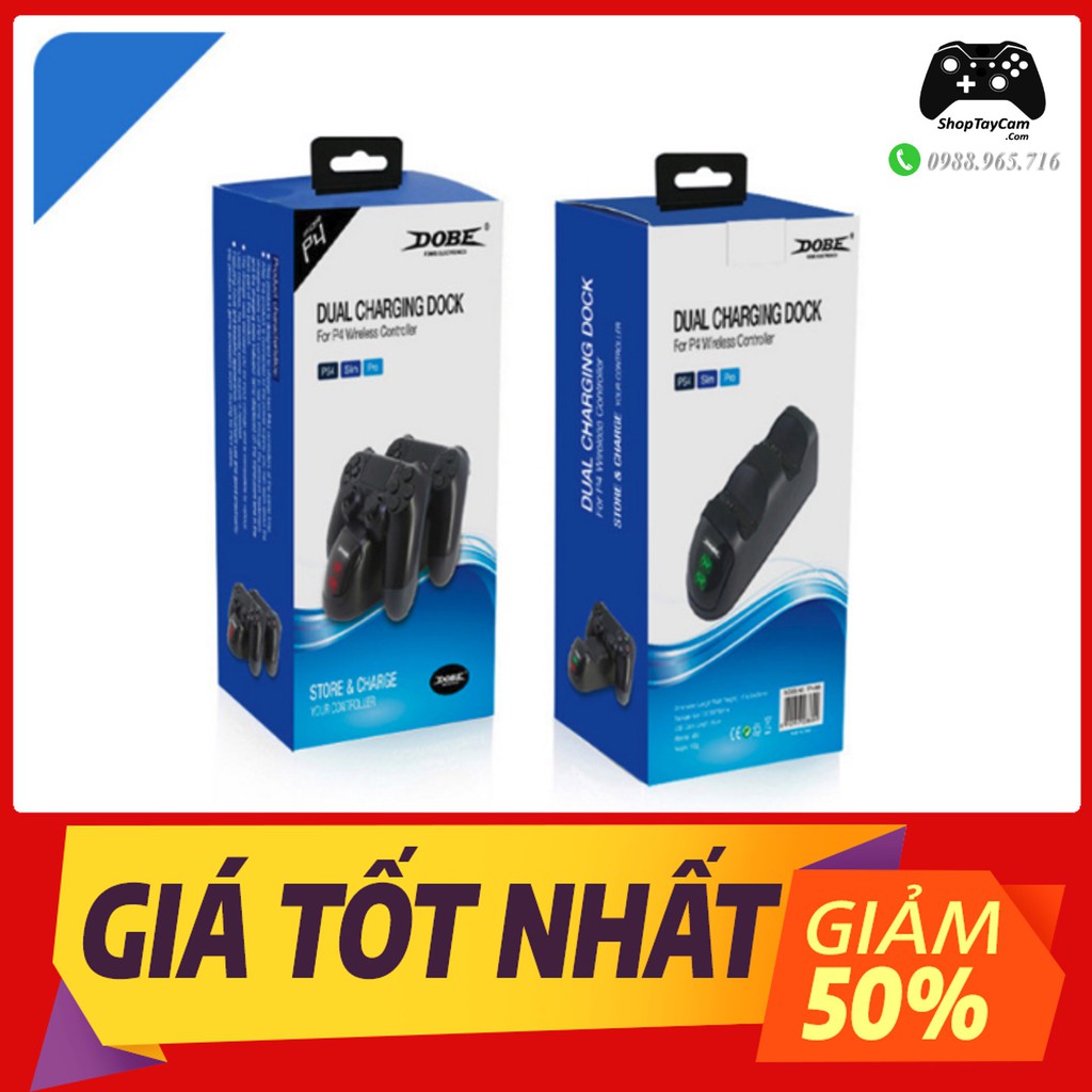 Dock Đế Sạc Tay Cầm PS4 Sony Playstation Dualshock 4 Slim/Pro Hàng DOBE Chính Hãng Có Đèn LED | TOP BÁN CHẠY