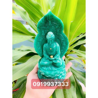 Tượng phật dược sư xanh cầm châu ( cao 18 cm )