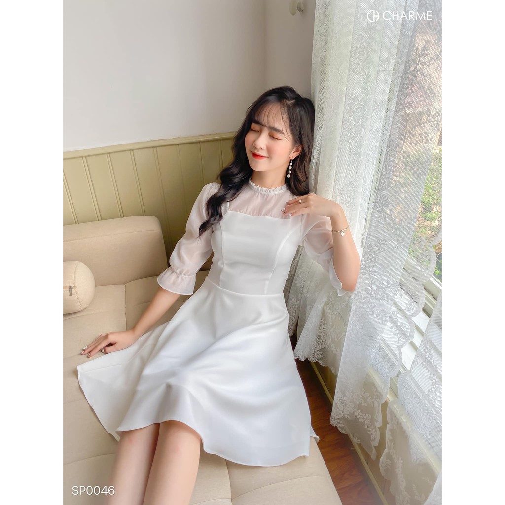 Đầm dạ hội trắng xòe vải voan xịn dạo phố hay dự tiệc cưới cực dễ thương mã [VOAN] | BigBuy360 - bigbuy360.vn