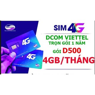 Sim 4G viettel - trọn gói 6 tháng không mất phí - D500