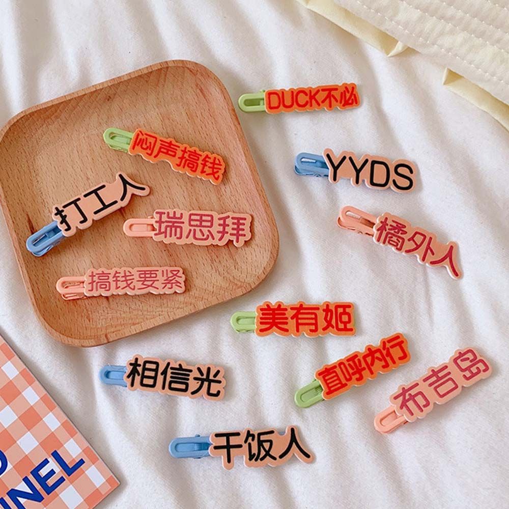 Kẹp tóc bằng nhựa resin màu kẹo hình học hoạt hình vui nhộn phong cách Hàn Quốc cho nữ