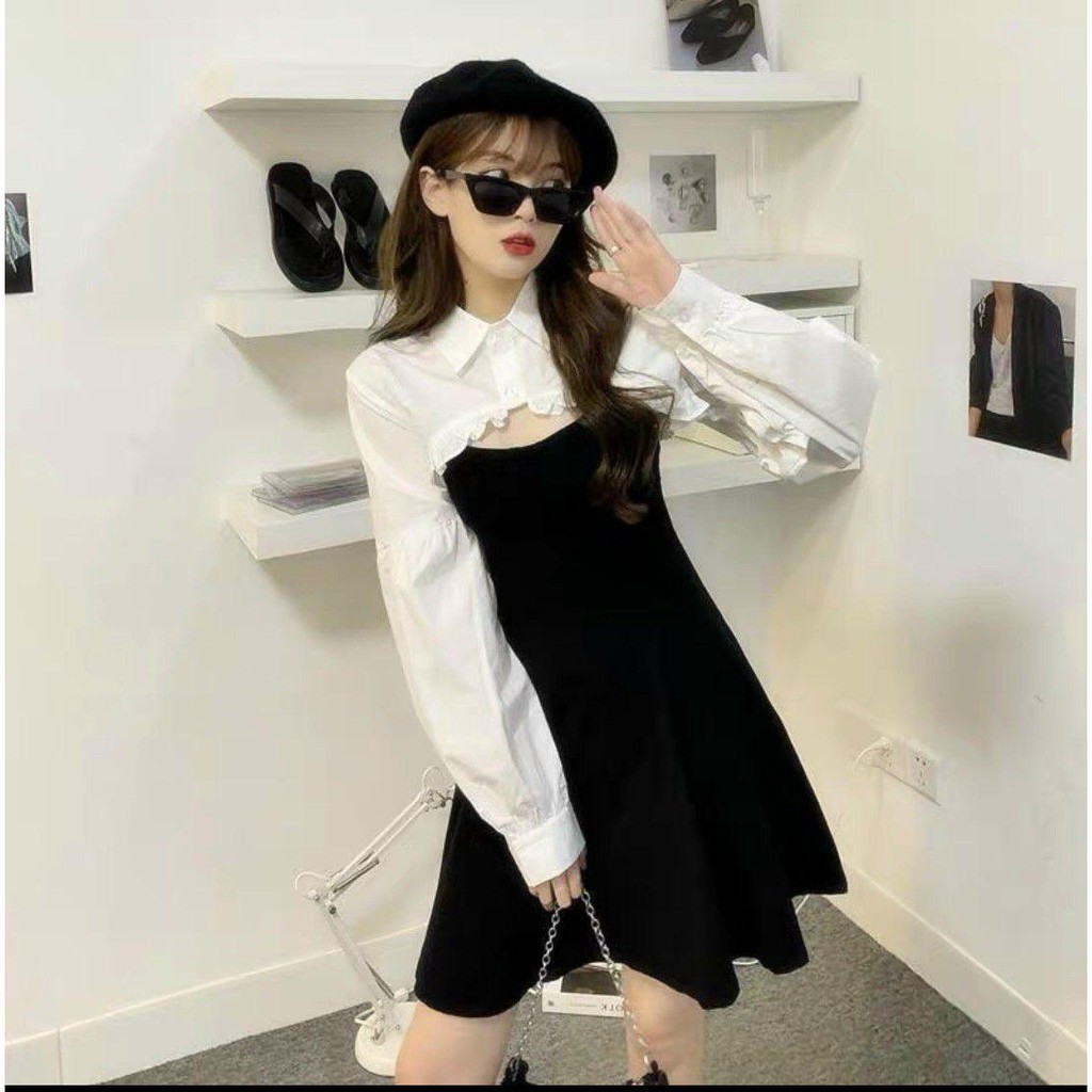 Dọn kho 13D24B1 Đầm 2 dây phom xòe basic không lỗi mốt (ko kèm áo sơ mi khoác trên) Dọn kho | BigBuy360 - bigbuy360.vn