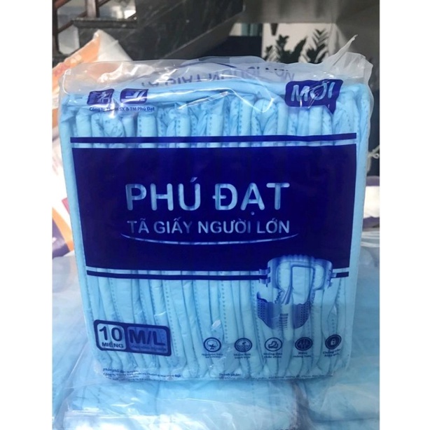 Bỉm dán cho người già, bệnh nhân Phú Đạt mẫu mới 2 vách chống tràn 2 bên siêu thấm, size M /L từ 40_80kg