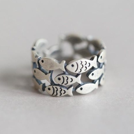 Nhẫn Nam Nữ Titan Không Gỉ Fish Ring Nhẫn Cá Freesize Màu Bạc Thời Trang - Fish Ring Nam Nữ Đẹp Maxshopdoc