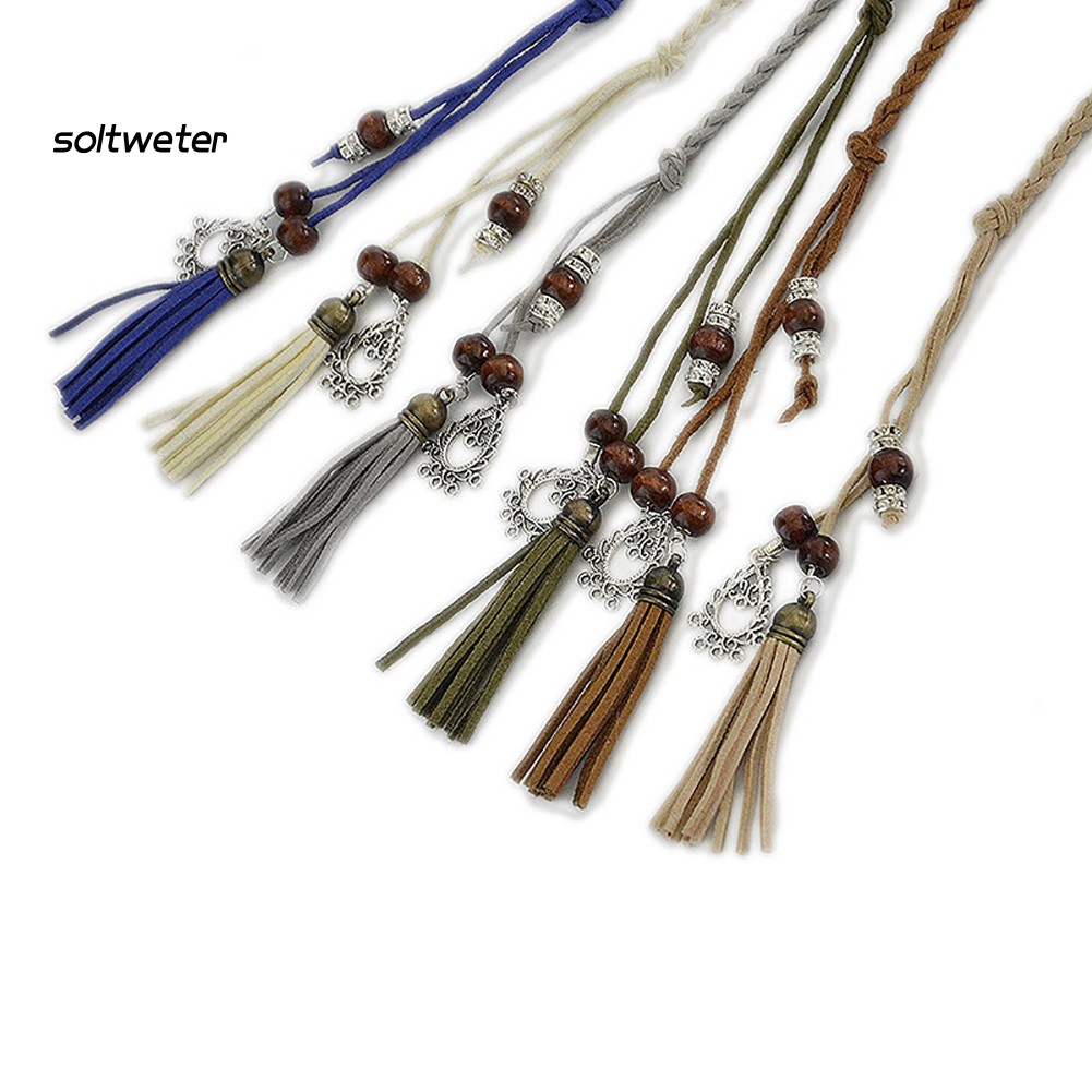 Thắt Lưng Dây Bện Hạt Phối Tua Rua Thời Trang Cho Nữ