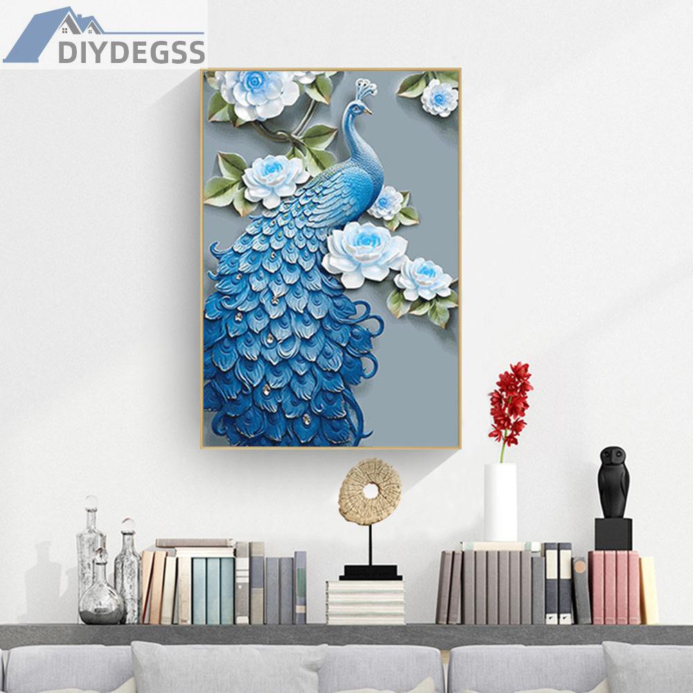 Bộ Tranh Đính Đá 5d Hình Chim Khổng Tước DIY Tự Hoàn Thiện Tại Nhà