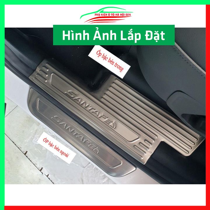 Bộ nẹp bước chân inox ô tô Hyundai Santafe 2019 chống trầy làm đẹp ô tô