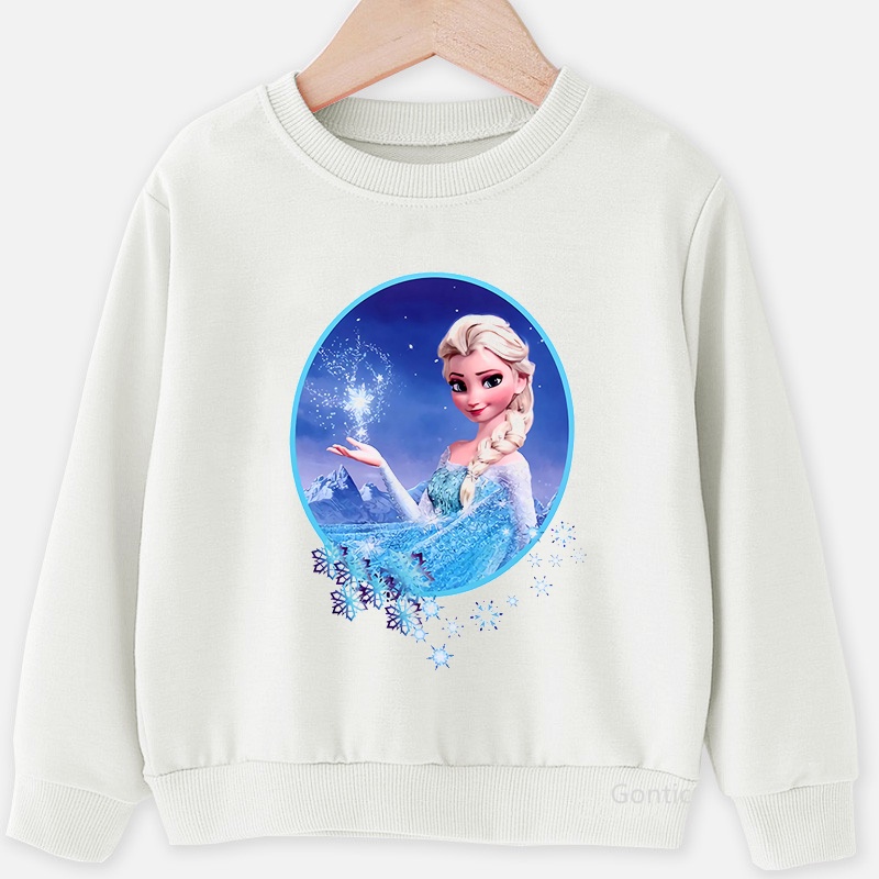 Áo Hoodie Tay Dài In Hình Công Chúa Elsa Anna Thời Trang Mùa Đông Cho Bé Gái