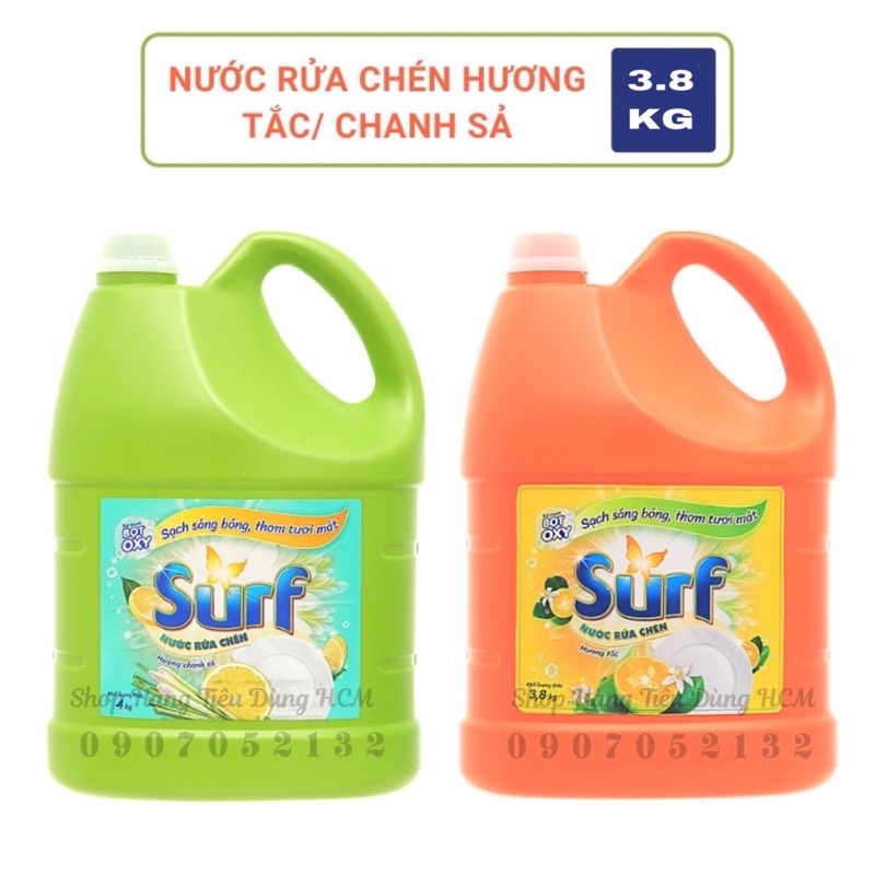 Nước Rửa Chén Surf Chai Hương Tắc / Chanh Xả 3.8Kg