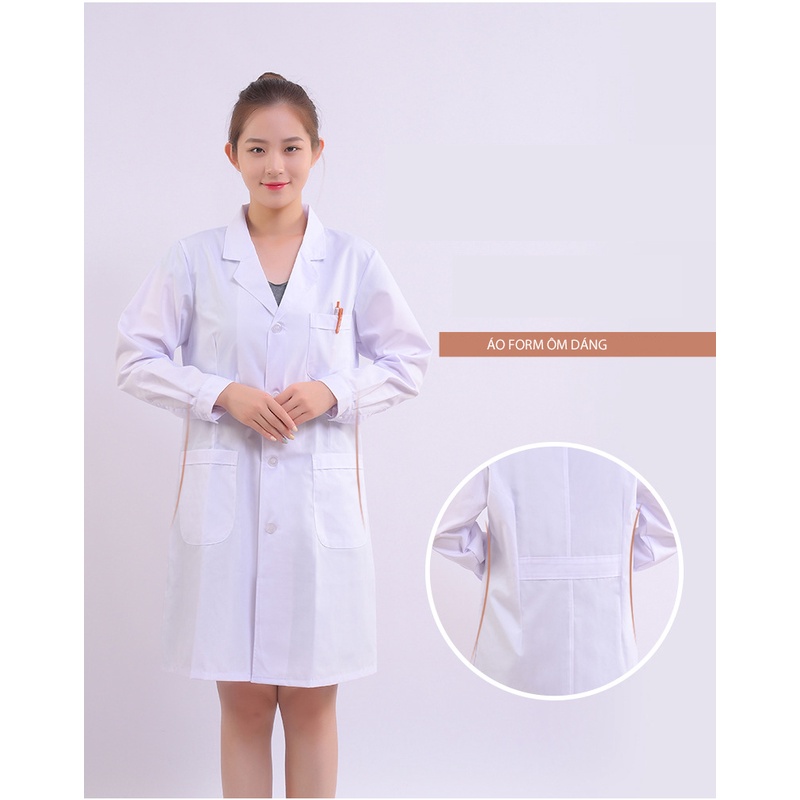 Áo Blouse nữ (Blue) Tay Ngắn +Dài , Form Thân dài , Áo Dược Sĩ, Điều Dưỡng, Y Tá dùng trong spa, thẩm mỹ viện, bệnh viện