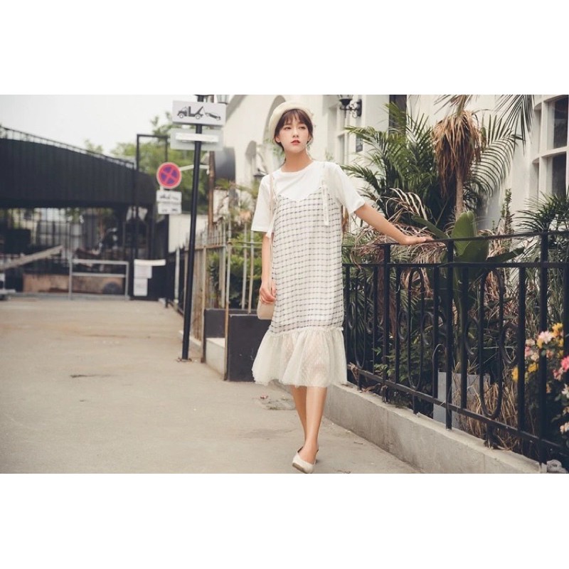 Váy nữ Quảng Châu, đầm caro nữ đuôi cá nhẹ nhàng đi chơi, đi làm - phong cách kiểu Hàn V29 | BigBuy360 - bigbuy360.vn