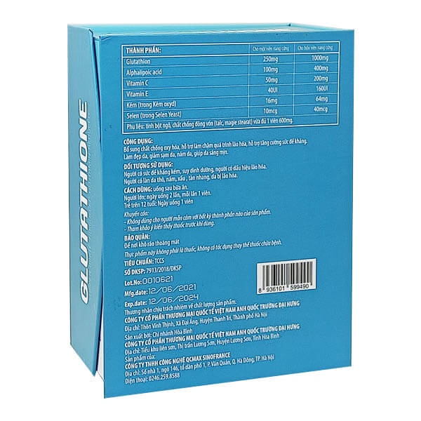 GLUTATHIONE 1000 VIÊN UỐNG TRẮNG DA MỜ NÁM HIỆU QUẢ TỨC THÌ