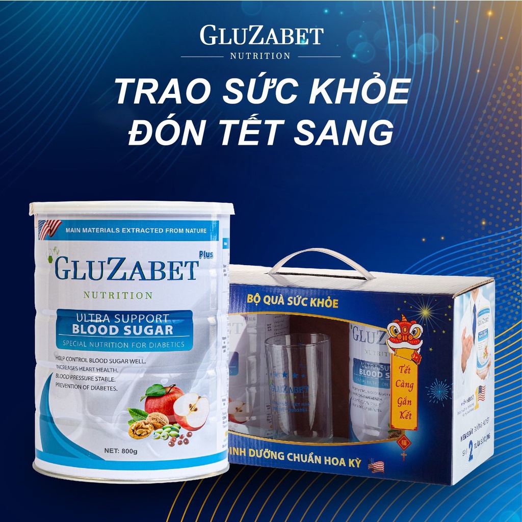 [Chính hãng] Sữa dinh dưỡng Gluzabet  hộp sắt (800g) dành cho người tiểu đường - COMBO TẾT SUM VẦY