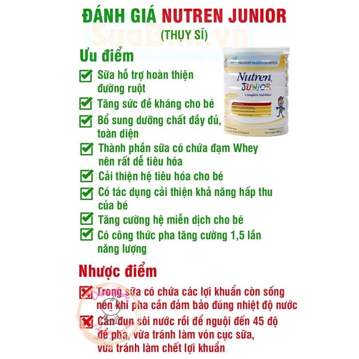 SỮA TĂNG CÂN NUTREN JUNIOR THỤY SĨ 800G (DÀNH CHO TRẺ 1-10 TUỔI)