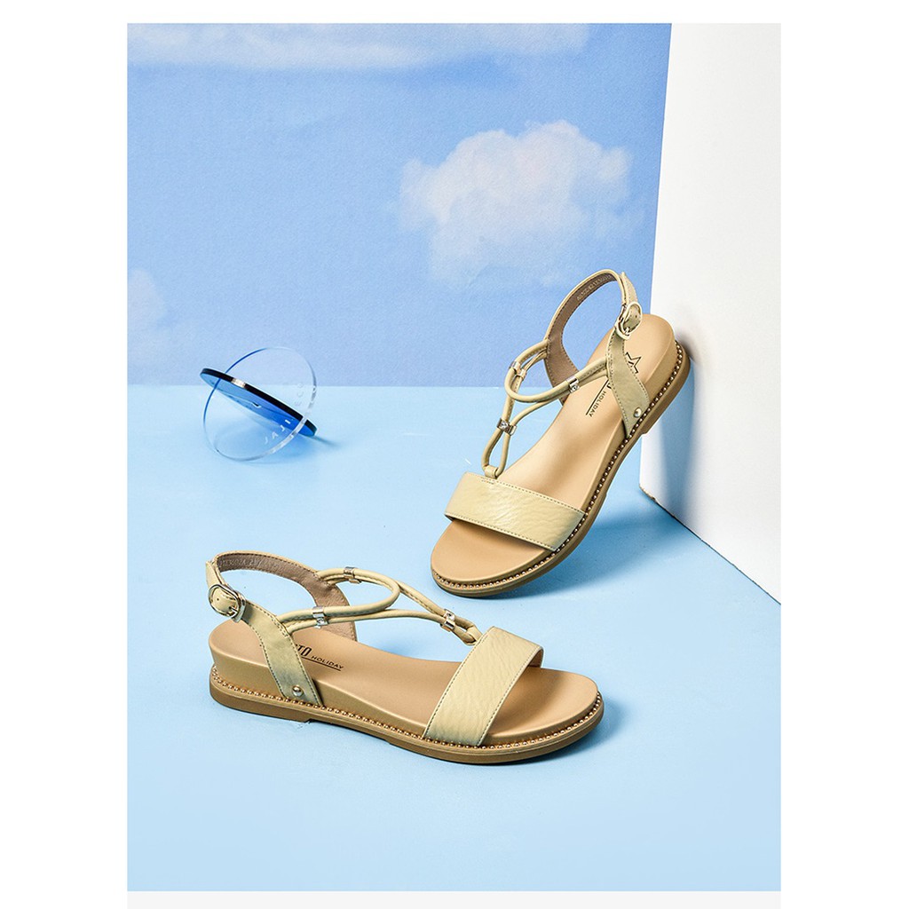 Sandal quai ngang Dusto đế xuồng cao 4cm