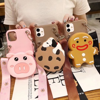 Cute cartoon pig snoopy biscuit Gingerbread Man zipper wallet soft phone case for samsung note 20 ultra s20 fe A21S A11 M11 A31 A51 A71 M30S A40S A10 A20 A30 A50 A30S A50S A70 ultra