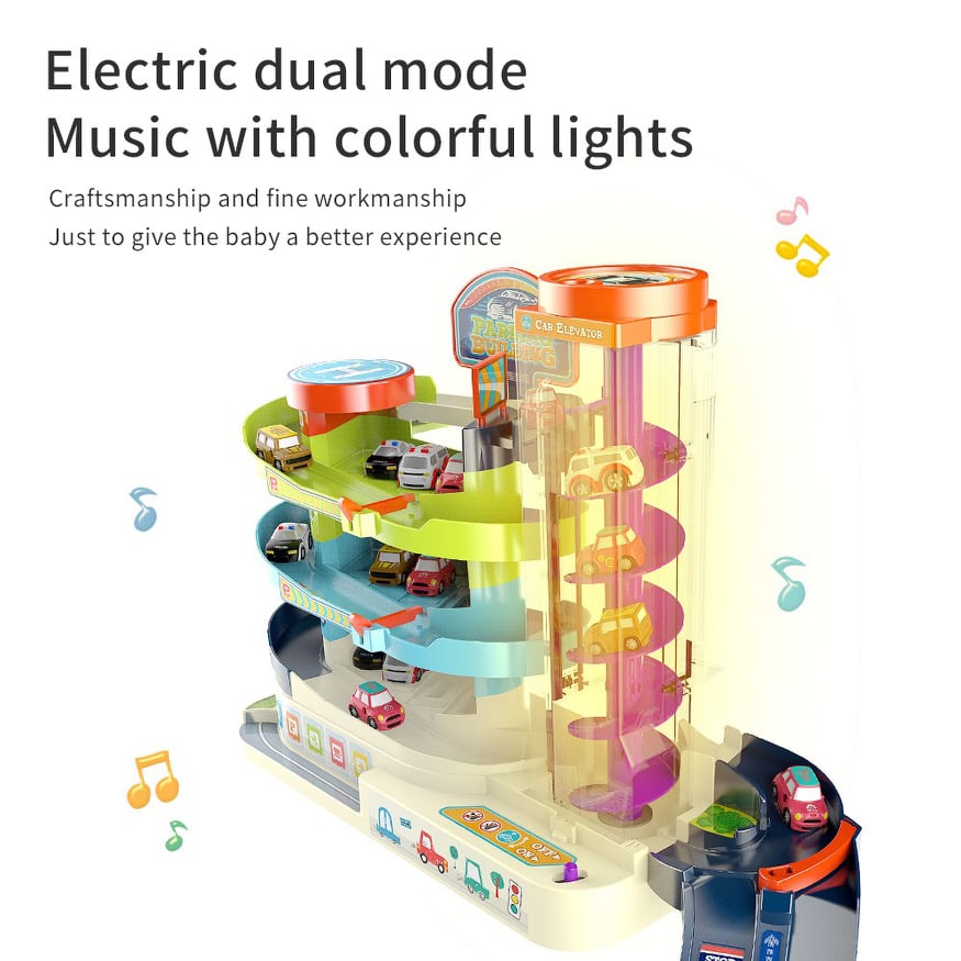 Đồ Chơi Bãi Đỗ Xe Garage Ôtô Thông Minh 3 Tầng Có Đèn Có Nhạc