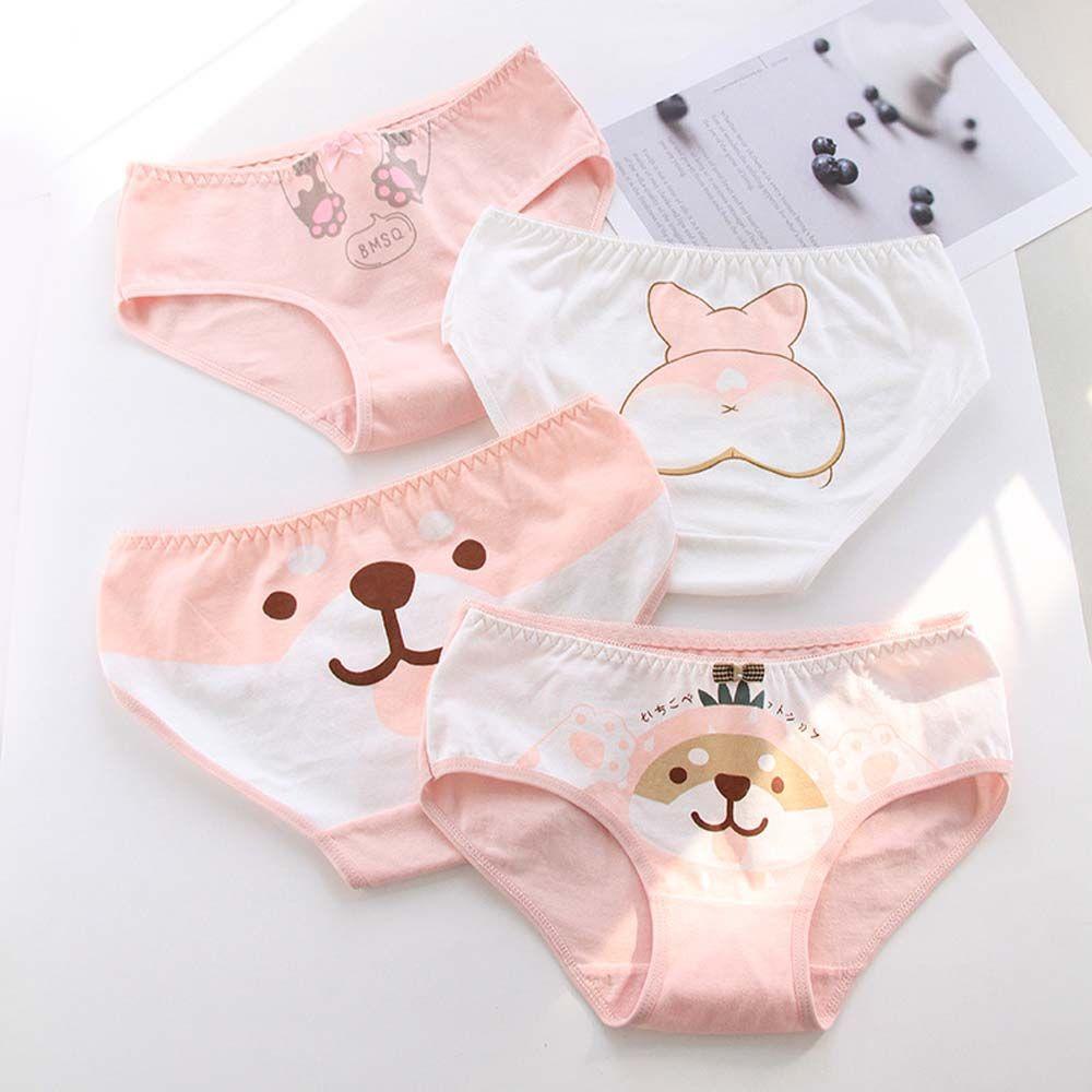 OCEANMAP Quần Lót Lưng Vừa In Họa Tiết Hoạt Hình Cún Corgi Vui Nhộn Thoải Mái