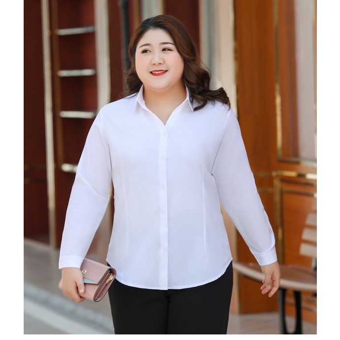 áo sơ mi trắng trơn big size tay dài size lớn 65-105kg
