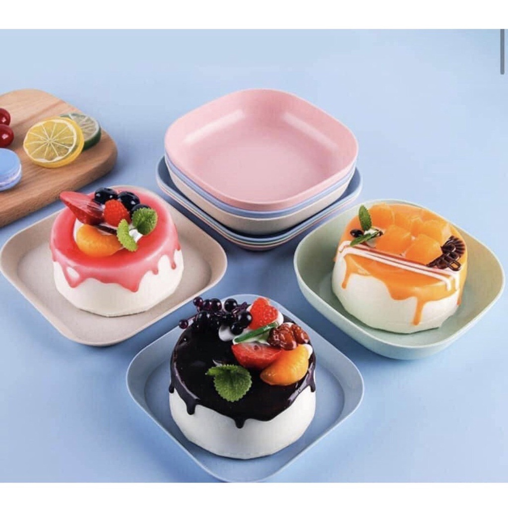 Đĩa Lúa Mạch Vuông Màu Pastel