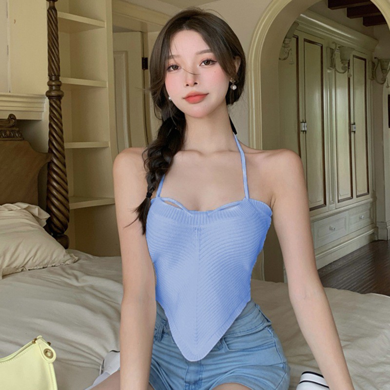 Áo Hai Dây Dệt Kim Màu Sắc Đơn Giản Thời Trang Mùa Hè Cho Nữ | BigBuy360 - bigbuy360.vn