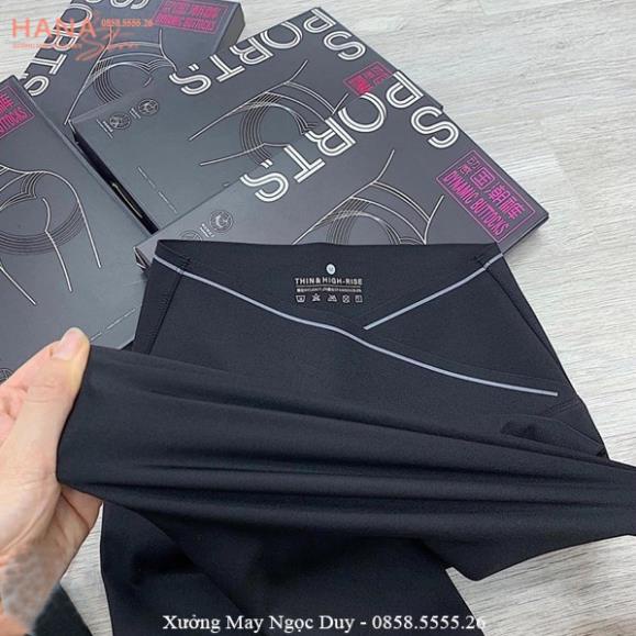 Quần legging nữ cạp cao viền sọc kẻ trắng vạt chéo gen bụng nâng mông dáng quần tregging dài ôm thun gân vải co giãn gym