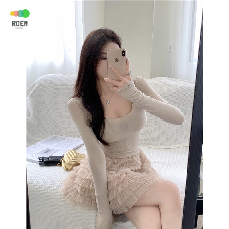 Bộ Áo Dệt Kim Dài Tay + Chân Váy Lưới Thời Trang Cao Cấp Cho Nữ