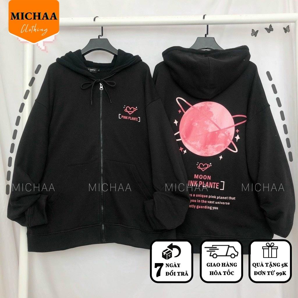 Áo Khoác Nỉ Hoodie FE PINK PLANTE MOON Nam Nữ Ulzzang Unisex Dây Kéo Form Rộng - MICHAA