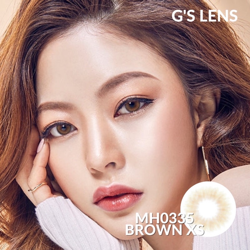 Kính Áp Tròng Lens Nâu Mật Ong Tự Nhiên Hot Douyin Size XS 14mm Có 0 Đến 6 Độ Cận Lệch Độ MH0335 Brown