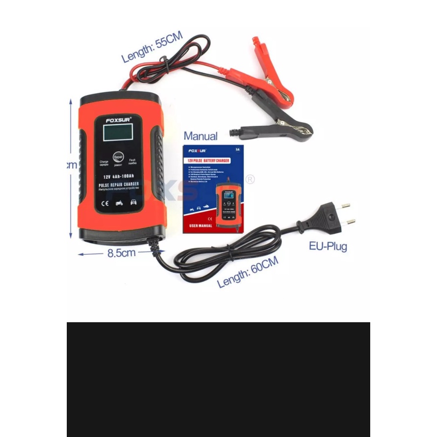 Sạc bình ắc quy 12V FOXSUR có khử sunfat phục hồi ắc quy tự ngắt thông minh chống ngược cực hàng cao cấp