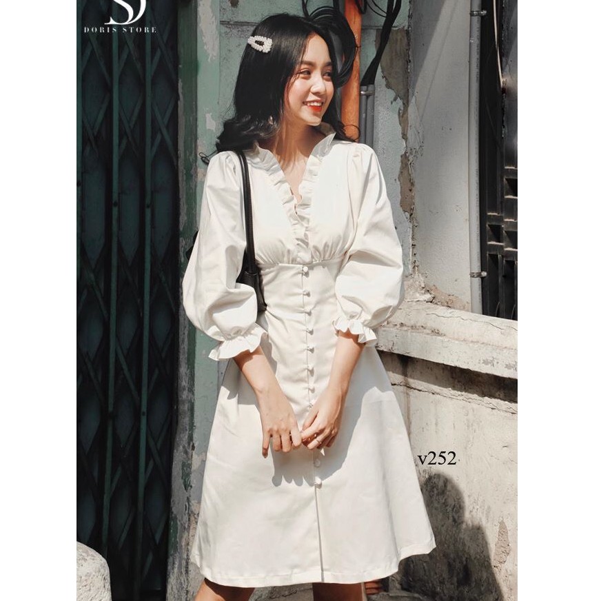Váy trắng tay bồng tinh khôi váy liền thân (ảnh khách mặc ở cuối) | BigBuy360 - bigbuy360.vn