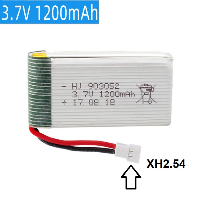 Pin 3.7v 1200mAh dùng cho máy bay điều khiển từ xa flycam cổng XH2.54