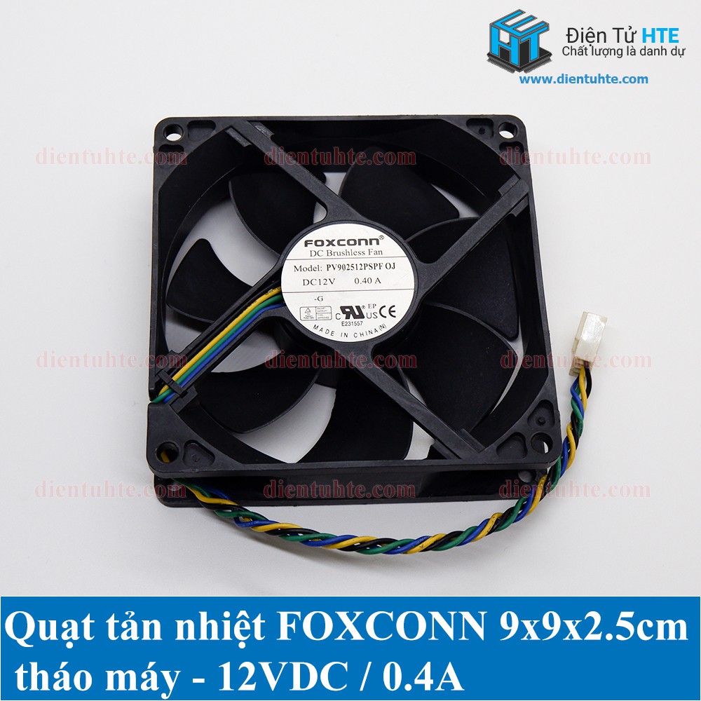 Quạt tản nhiệt FOXCONN 9x9x2.5cm 12V 0.4A - Tháo máy [HTE Quy Nhơn CN2]