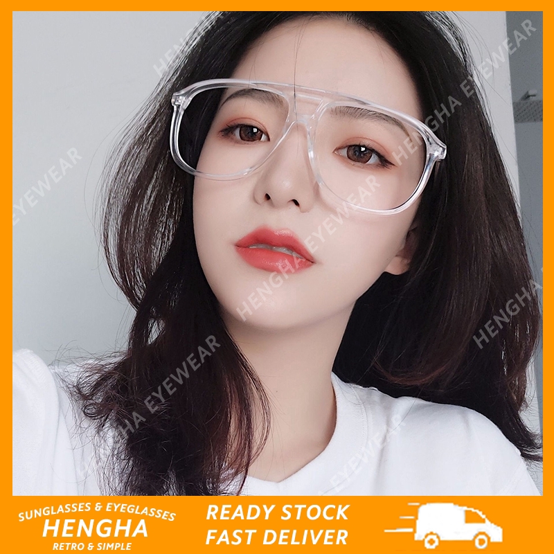 【HENGHA】【chứng khoán sẵn sàng】INS Fashion Oversized Aviator Frame Sunglasses Kính mắt nữ