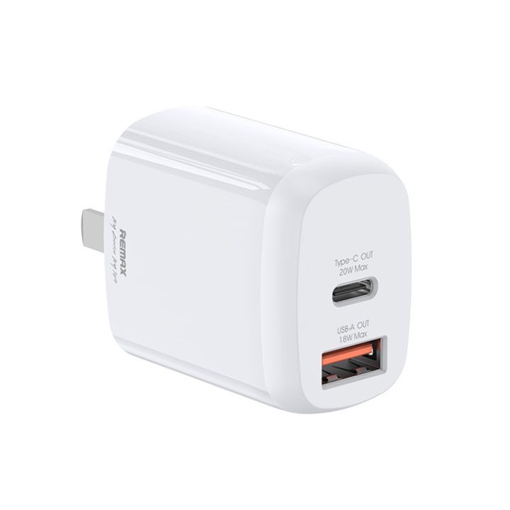 Củ Sạc Nhanh 20W Chính Hãng REMAX RP-U64 Công suất lên đến 20W - Tích Họp 2 Cổng USB PD, QC3.0