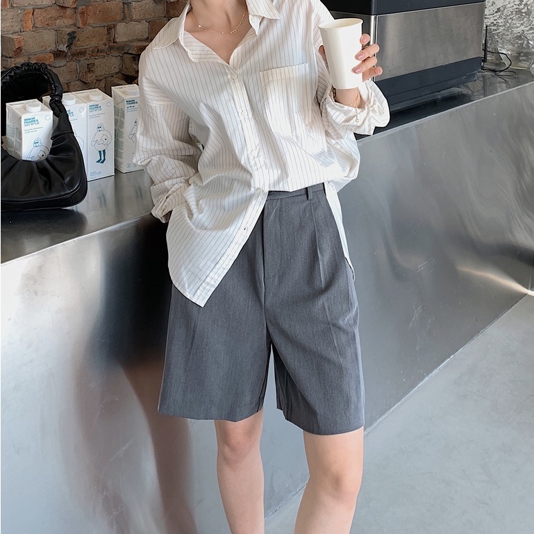 Quần ngắn SUXI ống rộng lưng cao thời trang thanh lịch cho nữ