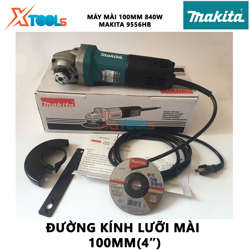 Máy mài góc Makita 9556HB | máy mài cầm tay công tắc đuôi công suất 840W tốc độ không tải 11000 rpm