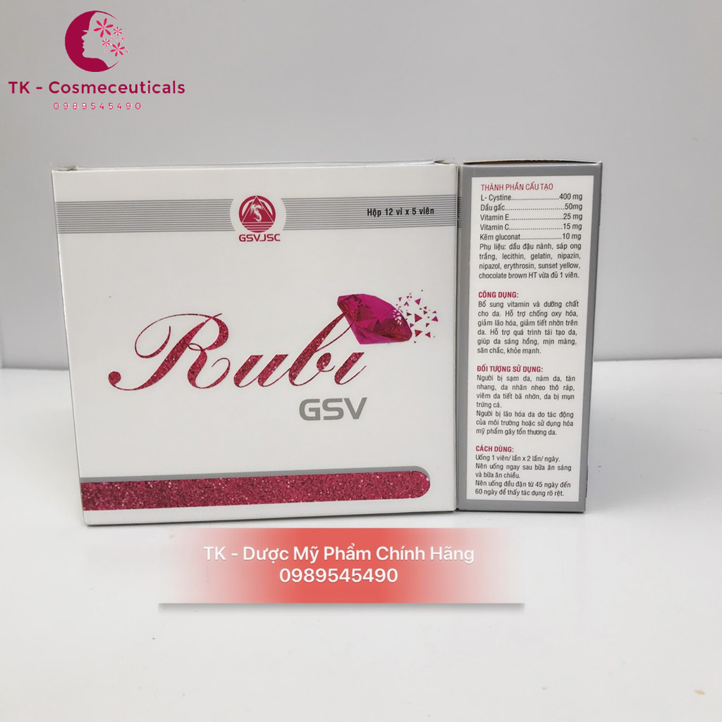 Viên Uống Rubi Gsv Đẹp Da, Nám Da, Sạm Da Bổ Sung Vitamin Và Dưỡng Chất Cho Da - Hộp 60 Viên