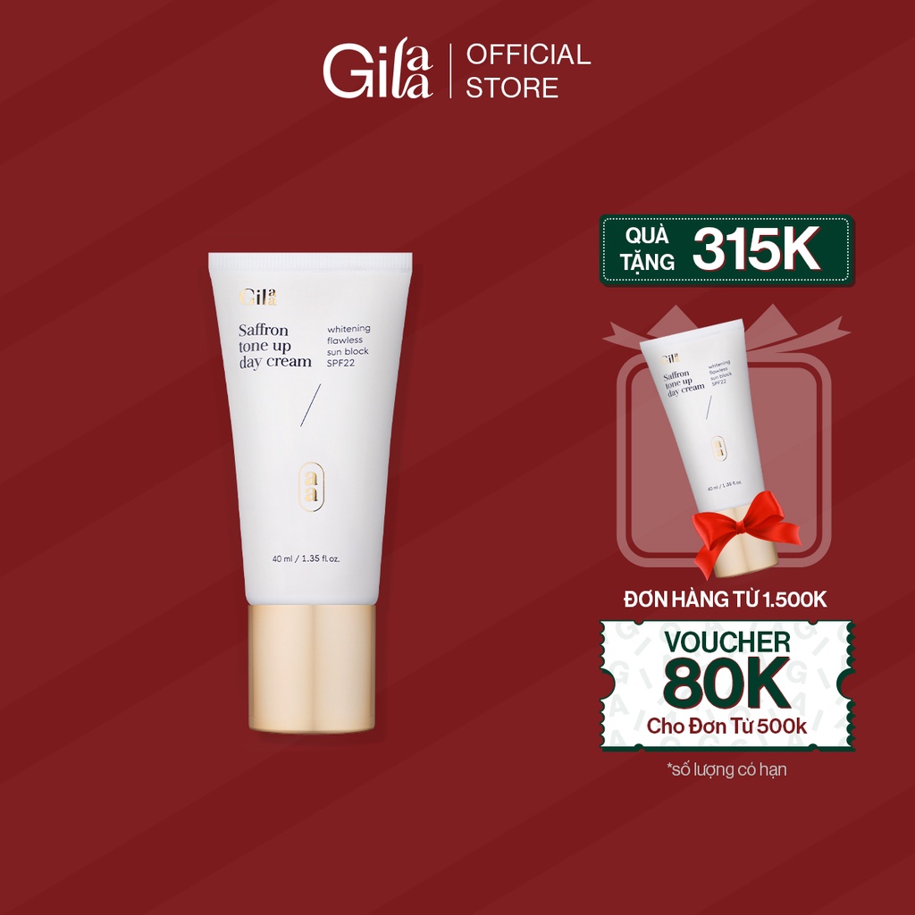 [Mã COSGILLA234 giảm 10% tối đa 60k đơn từ 400k] Kem dưỡng ban ngày GILAA SAFFRON TONE UP DAY CREAM - 40ml